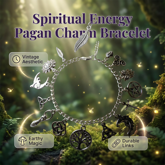📿1 ACHETÉ = 1 OFFERT ! ✨ Bracelet Vintage Paganiste à Breloques – Symboles Spirituels, Fini Argent Antique, Bohème 🌙
