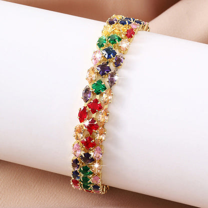 💎 PROMO EXCEPTIONNELLE 50% DE RÉDUCTION ! 🌸 Bracelet Tennis Multicolore Élégant pour Femme – Strass & Finition Dorée – Lumineux, Raffiné & Polyvalent – Parfait pour le Quotidien ou les Occasions Spéciales ✨💖🌿