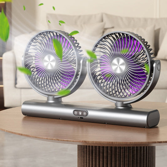 🌀 PROMO FLASH 50 % ! ❄️ Ventilateur de Plafond Oscillant Double Tête – Design Oscillant, Installation au Plafond, PP Durable, Contrôle Multi-Vitesse, Gris/Blanc 🏆