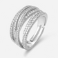 💫 50% DE RÉDUCTION ! 💥 Bague Croisée Multi-Rangs Ajustable – Pierres de Zircone Étincelantes, Tige Ouverture & Finition Miroir – Idéale pour le Quotidien, le Bureau et les Soirées ✨