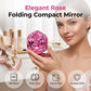 Miroir de maquillage pliable élégant couleur or rose
