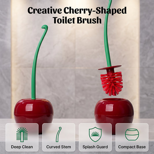 🍒 PROMO FLASH 50% DE RÉDUCTION ! 🧽 Brosse de Toilettes Créative en Forme de Cerise – Poils Denses, Manche Incurvé Ergonomique, Couvercle Anti-Éclaboussures, Socle Compact 🏆