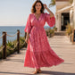 🌸 50% DE RÉDUCTION! 👗 Robe imprimée col V – Coupe fluide, motif élégant & silhouette flatteuse – Parfaite du quotidien aux occasions spéciales 💃