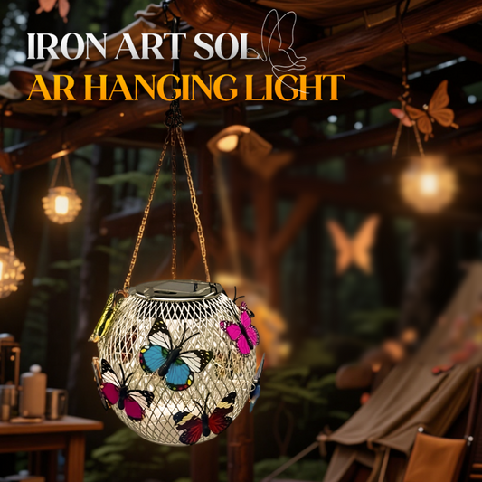 🔥Lampe Solaire Suspension en Fer – Éclairage d’Extérieur Étanche, Style Industriel & Éco-Design