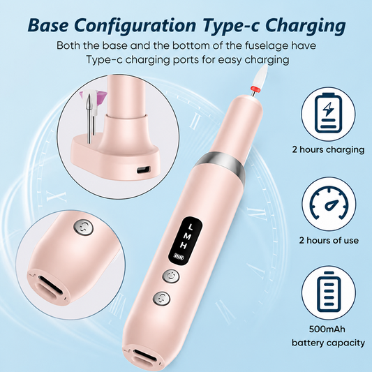 🔋 Perceuse à Ongles Électrique Sans Fil – Portable, rechargeable & base de chargement – Manucure professionnelle à domicile en toute simplicité ✨