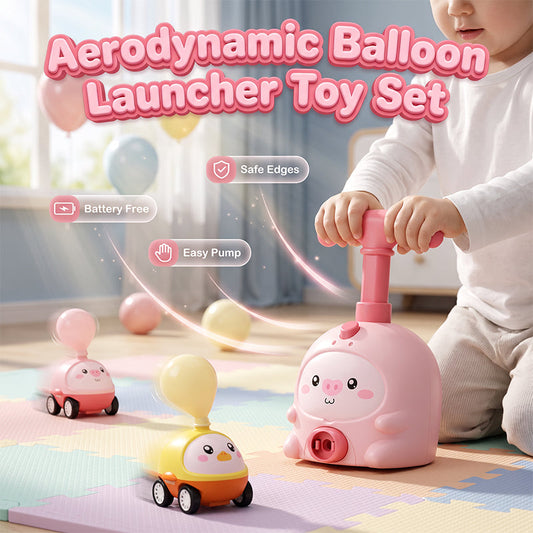 🎈 PROMO FLASH 50% DE RÉDUCTION ! 🚗 Ensemble de Lanceur de Ballons Aérodynamique – Propulsion Manuelle Sans Piles, Bords Arrondis Sécurisés, Mode Course Sol/Vol, Rose/Bleu/Jaune, Plusieurs Types 🏆