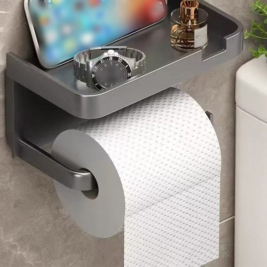 🧻 PROMO FLASH 50% DE RÉDUCTION ! 🚿 Porte-Papier Hygiénique avec Étagère – Installation Sans Perçage, Plateau Intégré pour Téléphone/Montre, PP Épaissi, Imperméable, Noir/Blanc/Gris 🏆