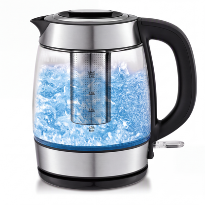 ☕ 50% DE RÉDUCTION! ⚡ Bouilloire en verre 2L – Arrêt auto & filtre à thé intégré ✨