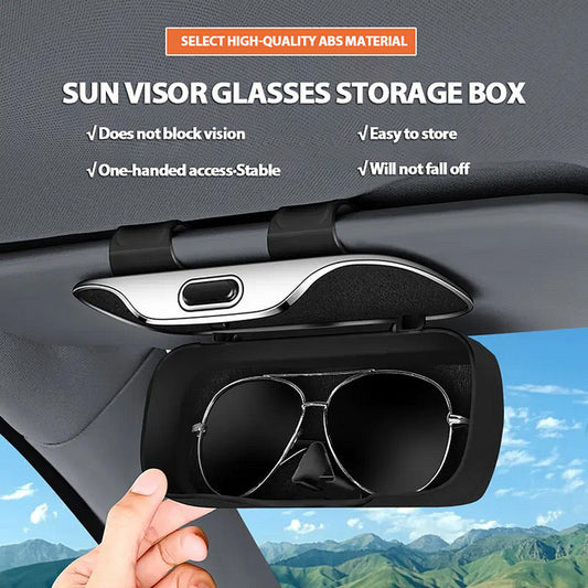 🕶️ 50% DE RÉDUCTION 🚗 Boîte de rangement pour lunettes sur pare-soleil de voiture – Protection intégrale – Accessible en un geste, sangle ajustable & antidérapant – fini les rayures et le désordre 🧺