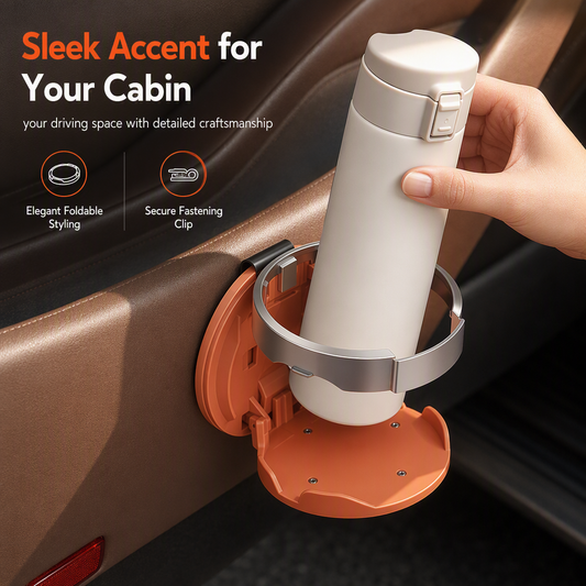⏳Spécial à durée limitée⏰Porte-gobelet pliable pour portière de voiture — Grand diamètre, simili-cuir haut de gamme, à clipser🚗☕