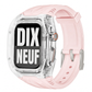 Bracelet de montre connectée intégré avec étui de protection, bracelet de sport translucide à blocs de couleurs pour montres de 40 mm, 41 mm, 42 mm, 44 mm, 45 mm, 46 mm et 49 mm