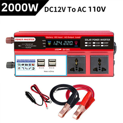 🔥📢 Zeitlich begrenztes Angebot! 🔌Tragbarer 2000W Wechselrichter – DC zu AC Autoladegerät-Adapter, versorgen Sie Ihre Geräte auf Roadtrips, beim Camping & in Notfällen ⚡