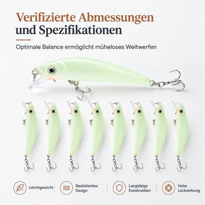 📢📢50% RABATT !!⏰7cm, 8g leuchtender Minnow Hard Bait, künstlicher Köder für die Nachtfischerei